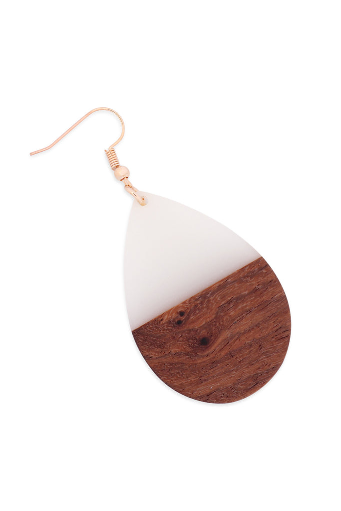 MYE1404 - HOMAICA WOOD PEARSHAPE DROP EARRINGS