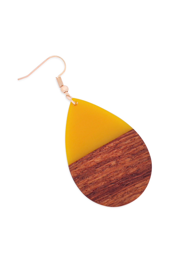 MYE1404 - HOMAICA WOOD PEARSHAPE DROP EARRINGS