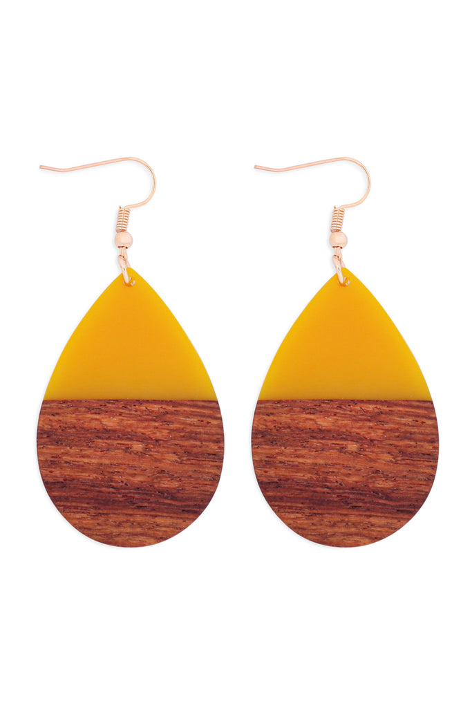 MYE1404 - HOMAICA WOOD PEARSHAPE DROP EARRINGS