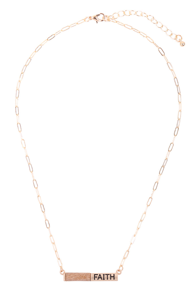 MYE1435 - "FAITH" HALF NATURAL STONE HALF METAL NECKLACE
