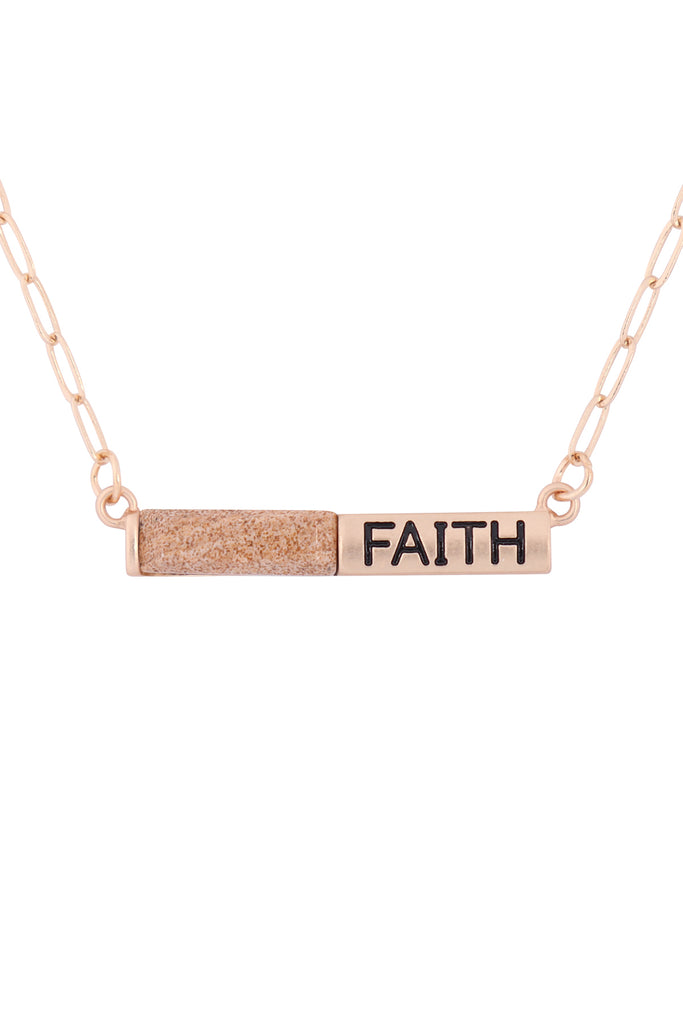 MYE1435 - "FAITH" HALF NATURAL STONE HALF METAL NECKLACE