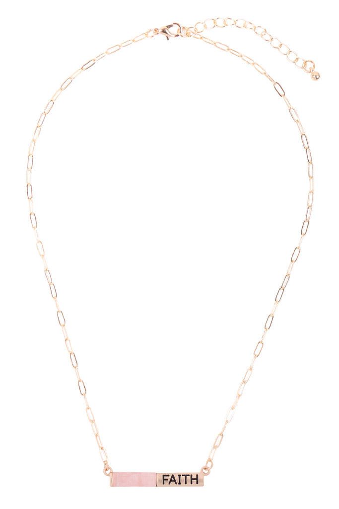 MYE1435 - "FAITH" HALF NATURAL STONE HALF METAL NECKLACE