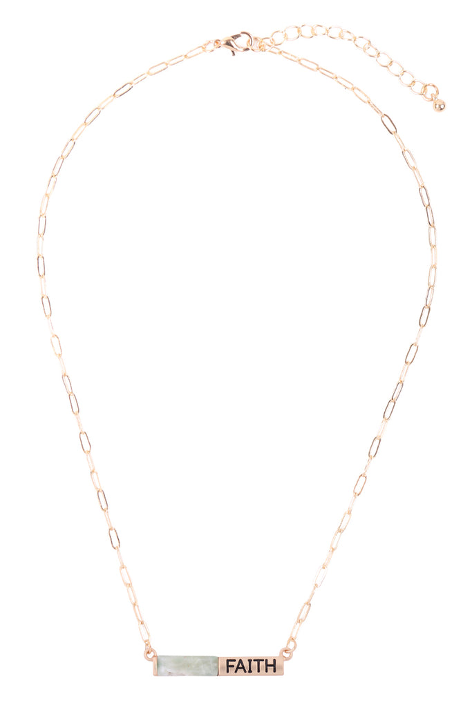 MYE1435 - "FAITH" HALF NATURAL STONE HALF METAL NECKLACE