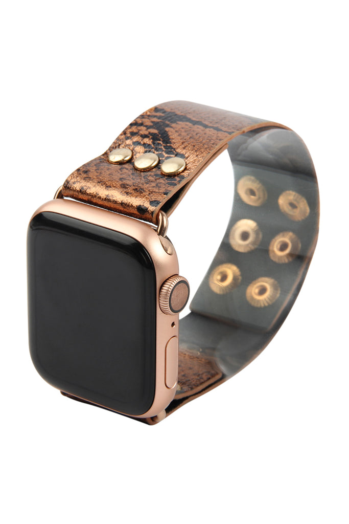 SNAKE PRINT LEATHER APPLE WATCH STRAP