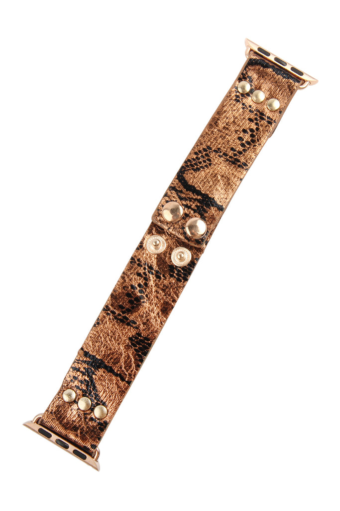 SNAKE PRINT LEATHER APPLE WATCH STRAP