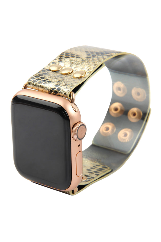 SNAKE PRINT LEATHER APPLE WATCH STRAP