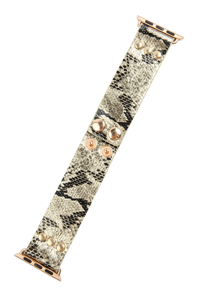 SNAKE PRINT LEATHER APPLE WATCH STRAP