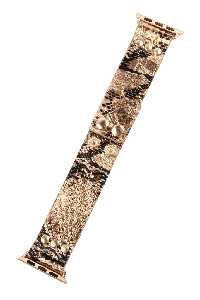 SNAKE PRINT LEATHER APPLE WATCH STRAP