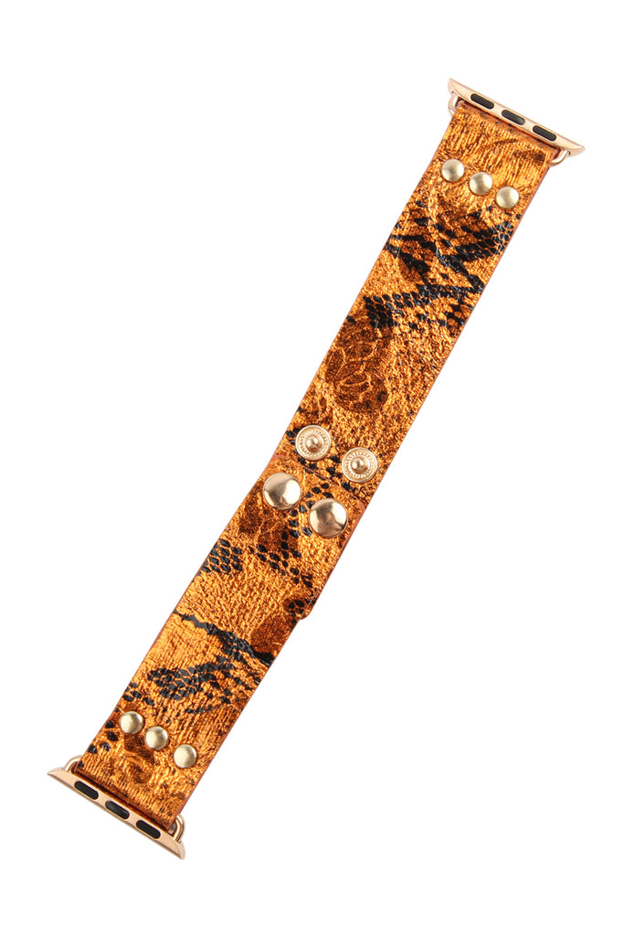 SNAKE PRINT LEATHER APPLE WATCH STRAP