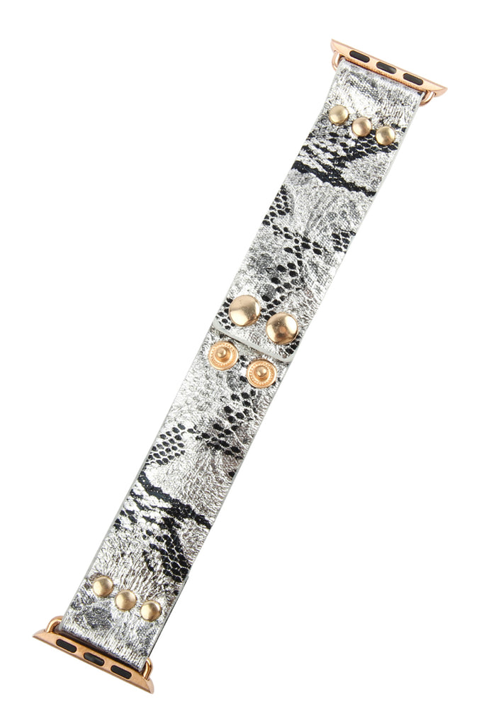 SNAKE PRINT LEATHER APPLE WATCH STRAP