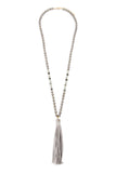 BEADED NECKLACE WITH LEATHER TASSEL