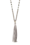 BEADED NECKLACE WITH LEATHER TASSEL