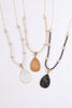 MYN1353 - PEAR SHAPED FACETED STONE PENDANT NECKLACE