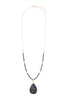 MYN1353 - PEAR SHAPED FACETED STONE PENDANT NECKLACE