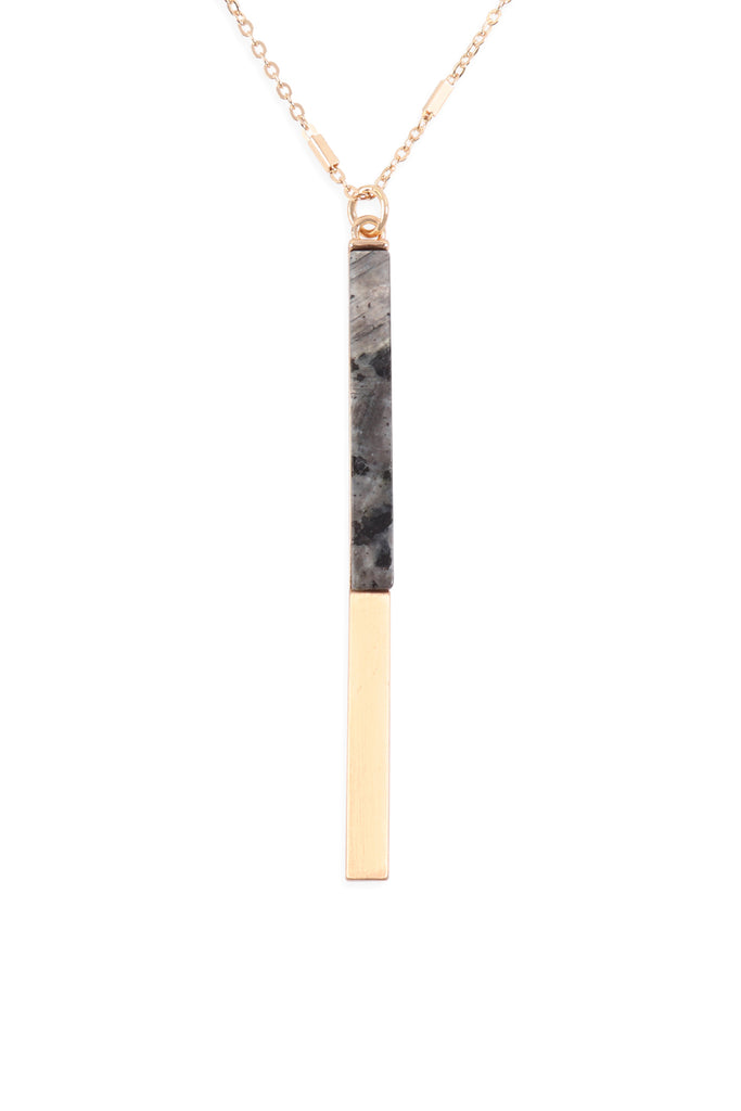 MYN1354 - NATURAL STONE WITH METAL BAR NECKLACE