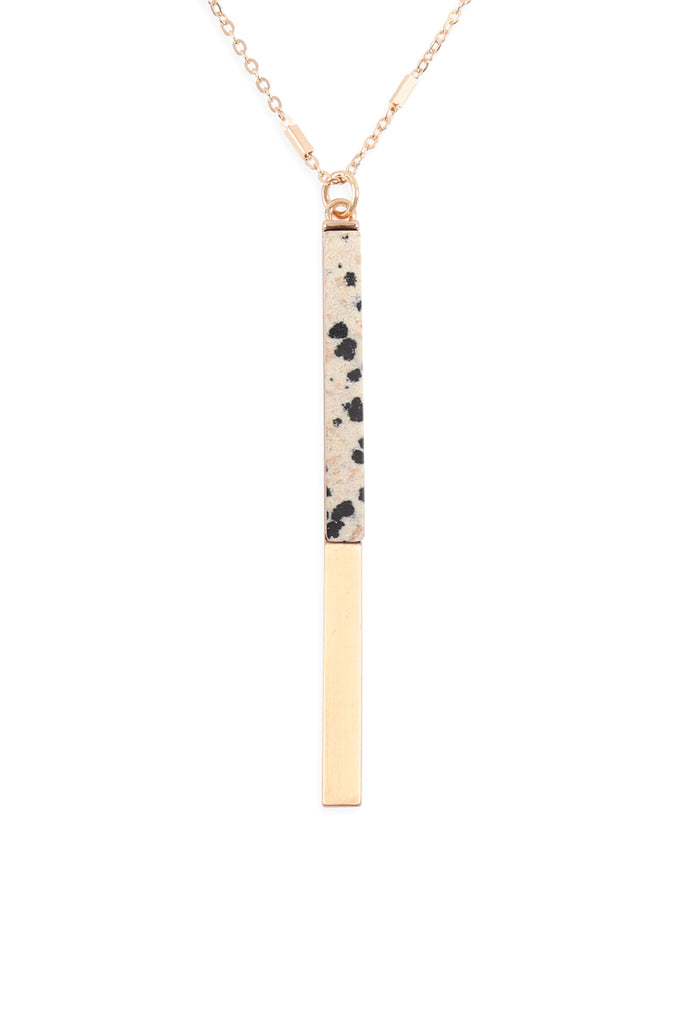 MYN1354 - NATURAL STONE WITH METAL BAR NECKLACE
