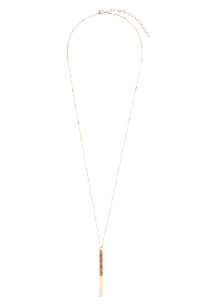 MYN1354 - NATURAL STONE WITH METAL BAR NECKLACE