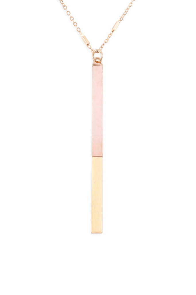 MYN1354 - NATURAL STONE WITH METAL BAR NECKLACE