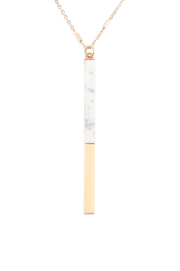 MYN1354 - NATURAL STONE WITH METAL BAR NECKLACE