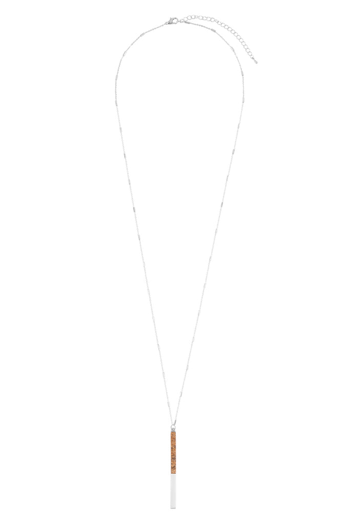 MYN1354 - NATURAL STONE WITH METAL BAR NECKLACE