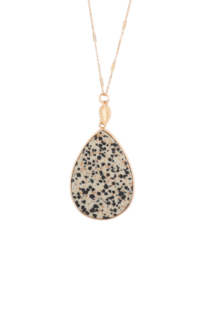 TEARDROP NATURAL STONE PENDANT NECKLACE