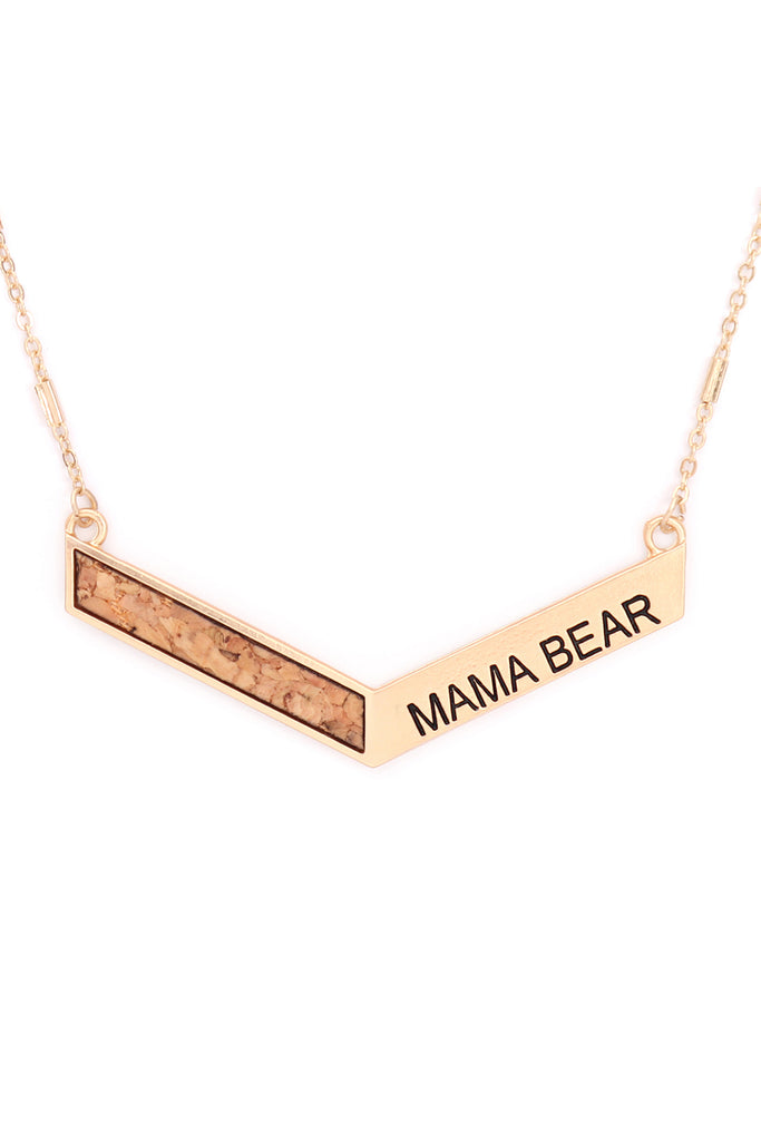 MYN1405MA - "MAMA BEAR" CHEVRON CHARM PENDANT NECKLACE