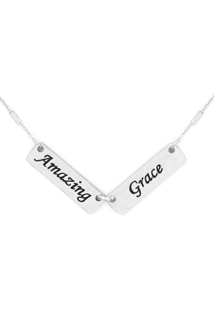 MYN1420AMZ - "AMAZING GRACE" DOUBLE BAR CHARM PENDANT NECKLACE