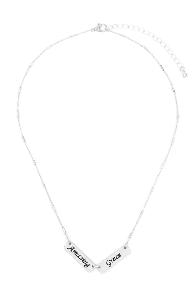 MYN1420AMZ - "AMAZING GRACE" DOUBLE BAR CHARM PENDANT NECKLACE