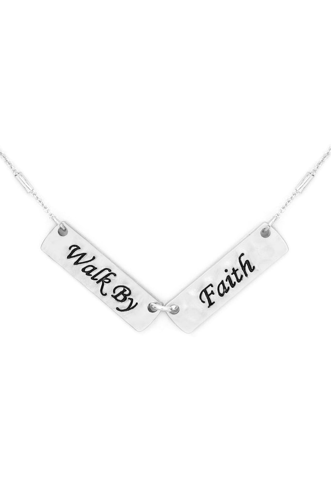 MYN1420MGFT - "FAITH" DOUBLE BAR CHARM PENDANT NECKLACE