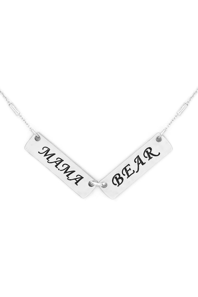 MYN1420MGMA - "MAMA BEAR" DOUBLE BAR CHARM PENDANT NECKLACE