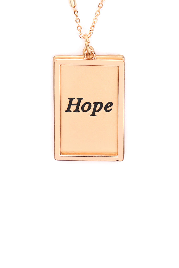 MYN1421MGHP - "HOPE" ETCHED BRASS BOX PENDANT NECKLACE