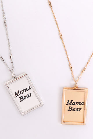 "MAMA" LETTER CUBIC ZIRCONIA PENDANT BRASS NECKLACE