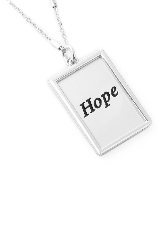 MYN1421MGHP - "HOPE" ETCHED BRASS BOX PENDANT NECKLACE