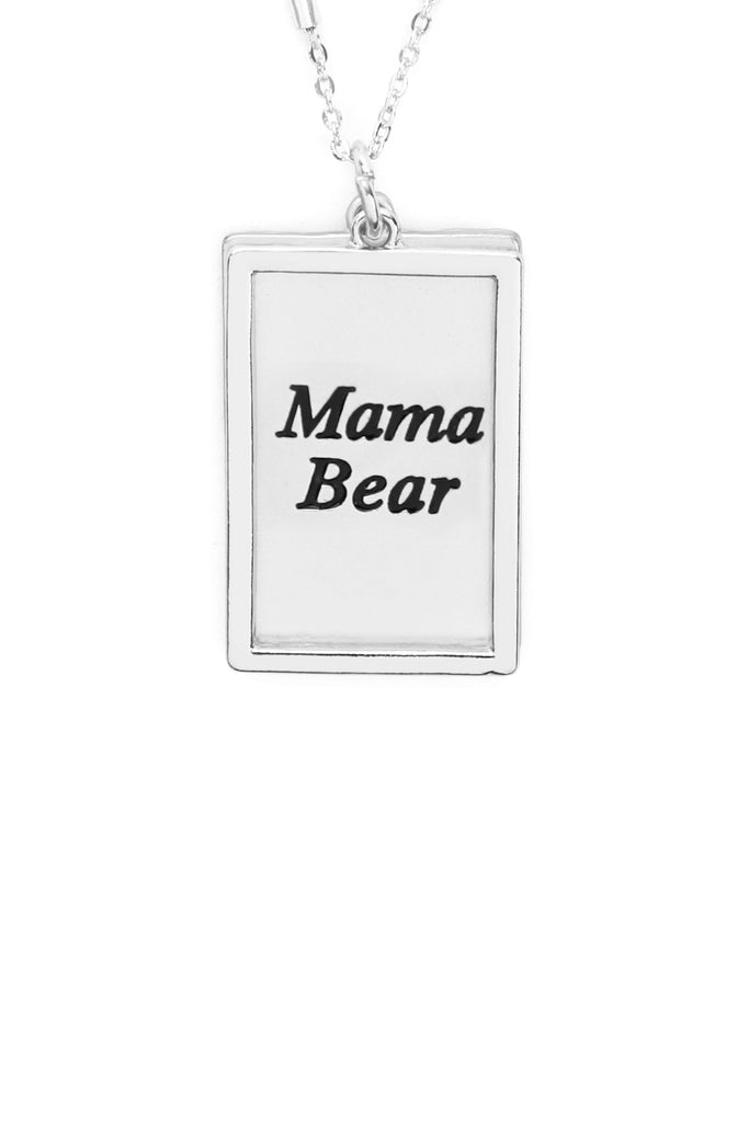 MYN1421MGMA - "MAMA BEAR" ETCHED BRASS BOX PENDANT NECKLACE