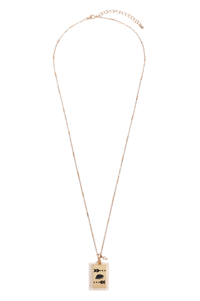 MYN1432 - BEAR ENGRAVED PLATE POCKET NECKLACE
