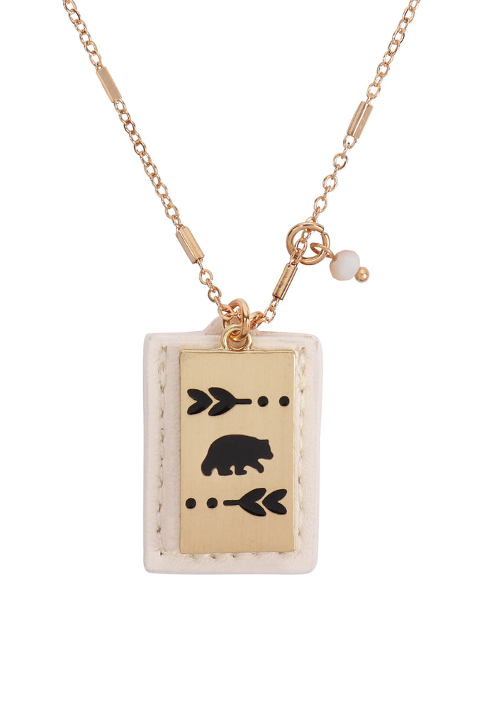 MYN1432 - BEAR ENGRAVED PLATE POCKET NECKLACE