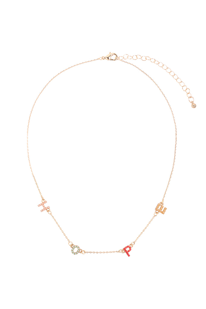 HOPE RHINESTONE COLORED STATIONARY NECKLACE