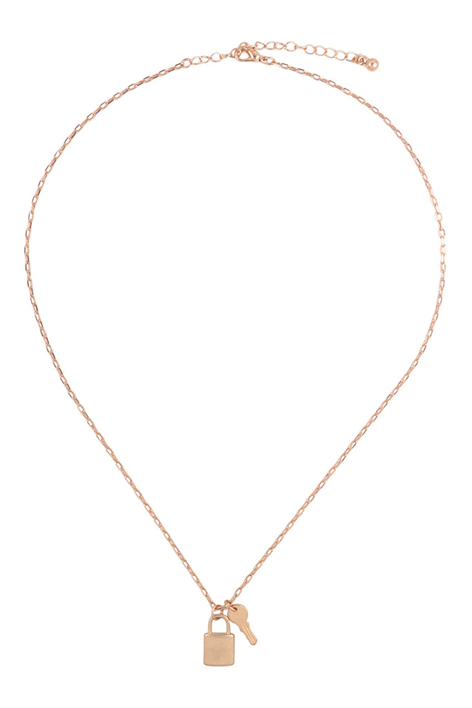 LOCK & KEY PENDANT BRASS NECKLACE
