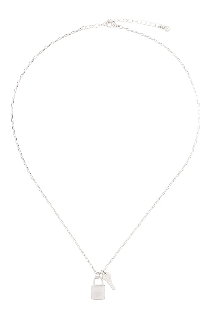 LOCK & KEY PENDANT BRASS NECKLACE