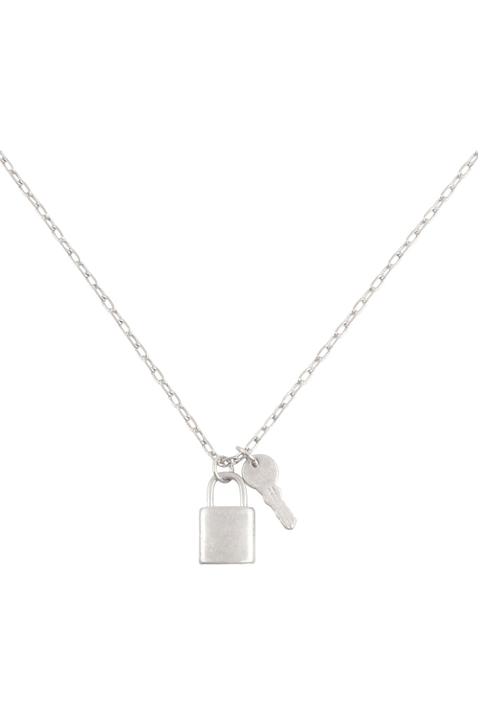 LOCK & KEY PENDANT BRASS NECKLACE