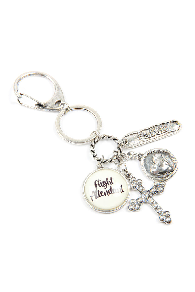 FLIGHT ATTENDANT GLASS BUBBLE CLUSTER KEYCHAIN