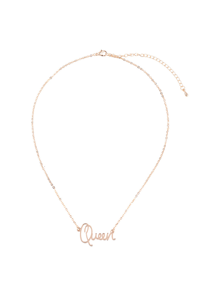 ONB712QU - "QUEEN" PERSONALIZED CHARM PENDANT LONG NECKLACE