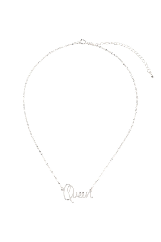 ONB712QU - "QUEEN" PERSONALIZED CHARM PENDANT LONG NECKLACE