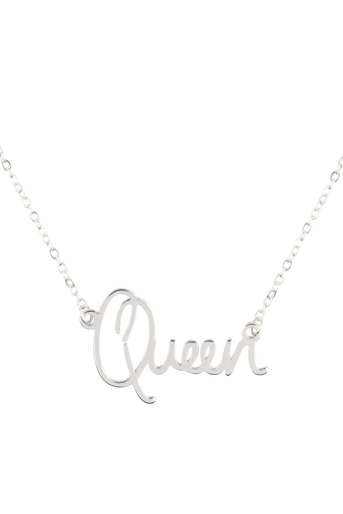 ONB712QU - "QUEEN" PERSONALIZED CHARM PENDANT LONG NECKLACE