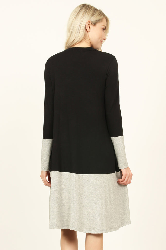 Two Tone Pocket Midi Dress