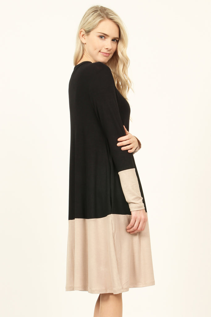 Two Tone Pocket Midi Dress