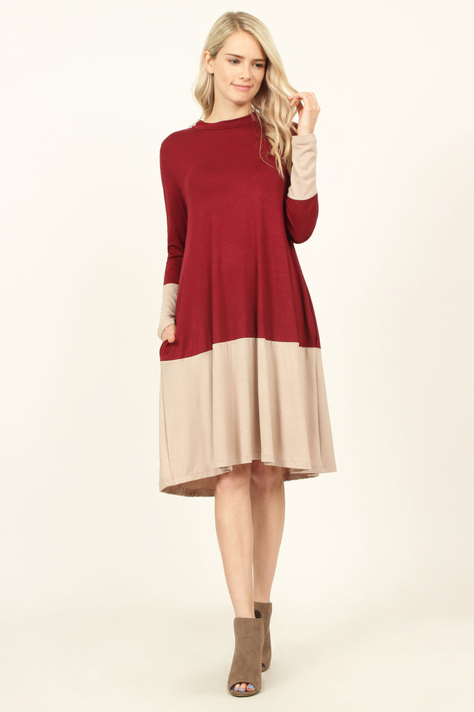 Two Tone Pocket Midi Dress