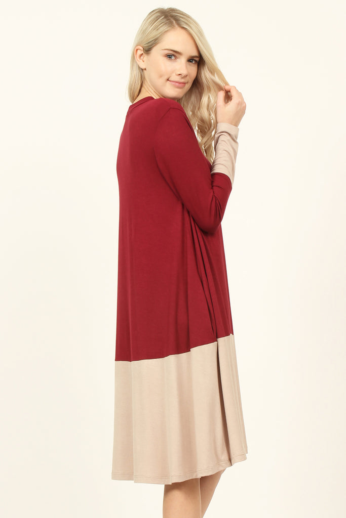 Two Tone Pocket Midi Dress