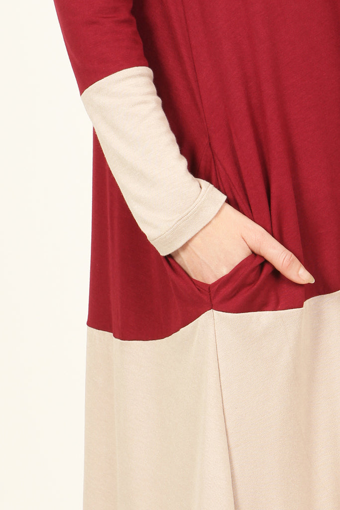 Two Tone Pocket Midi Dress