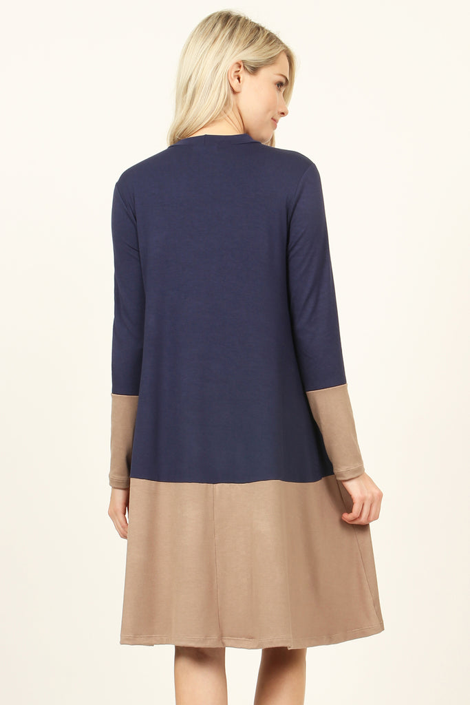 Two Tone Pocket Midi Dress